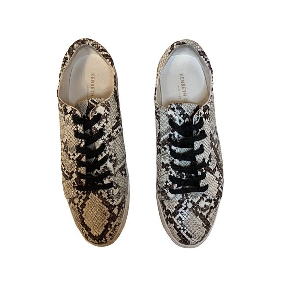 Kenneth Cole Women Sneakers, Off White & Black Snakeskin Print Size 10 - Picture 1 of 5